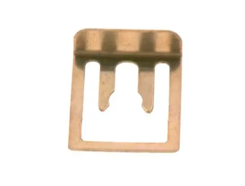 Metallene Klammer von Bosch, rechteckige Form mit zwei seitlichen Einkerbungen und oberer Halterung, für die Befestigung oder Verbindung von Komponenten geeignet.